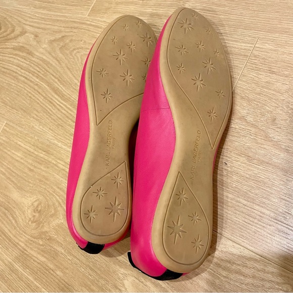Karl Lagerfeld Paris Vada Rose Coloured Round Toe Leather Flats - Picture 7 of 9